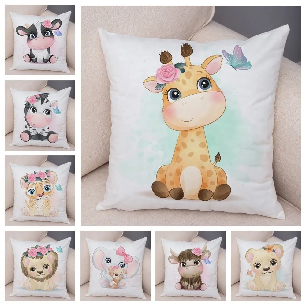 Cute Cartoon Animal Pillowcase - Decorative Cushion Cover