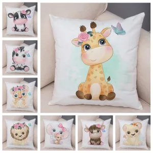 Cute Cartoon Animal Pillowcase - Decorative Cushion Cover