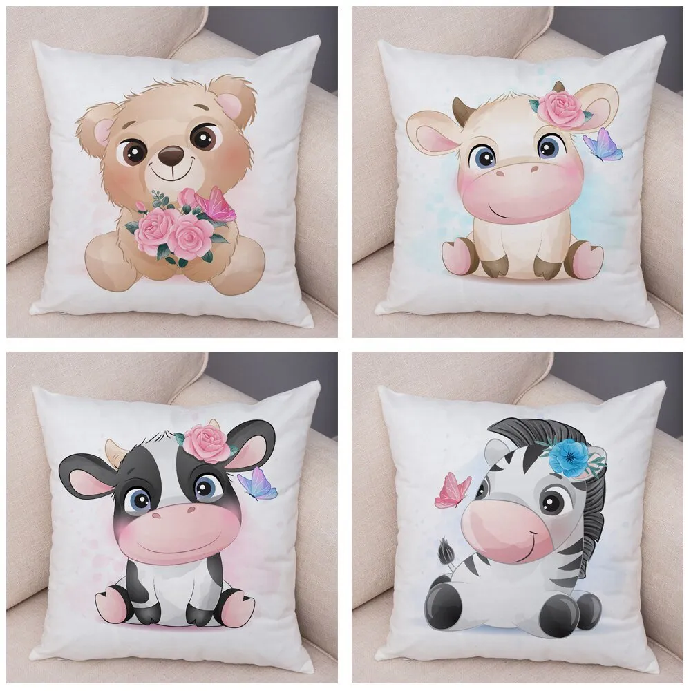 Cute Cartoon Animal Pillowcase - Decorative Cushion Cover