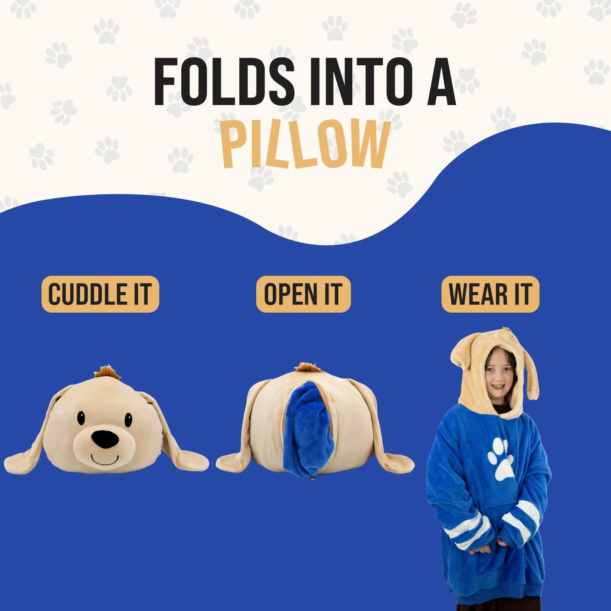 Dougie Dog Kids Snugible | Blanket Hoodie & Pillow