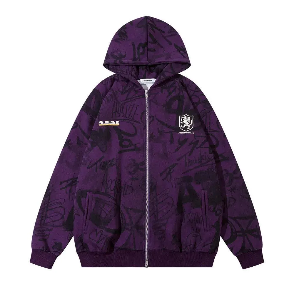 Graffiti Print Hooded Sweatshirt