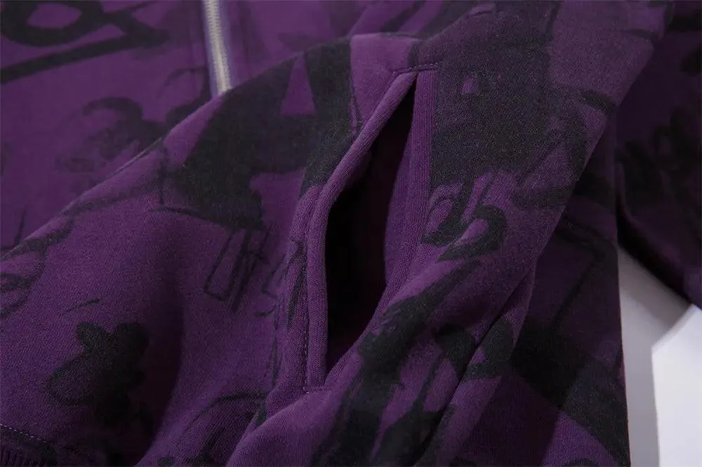 Graffiti Print Hooded Sweatshirt