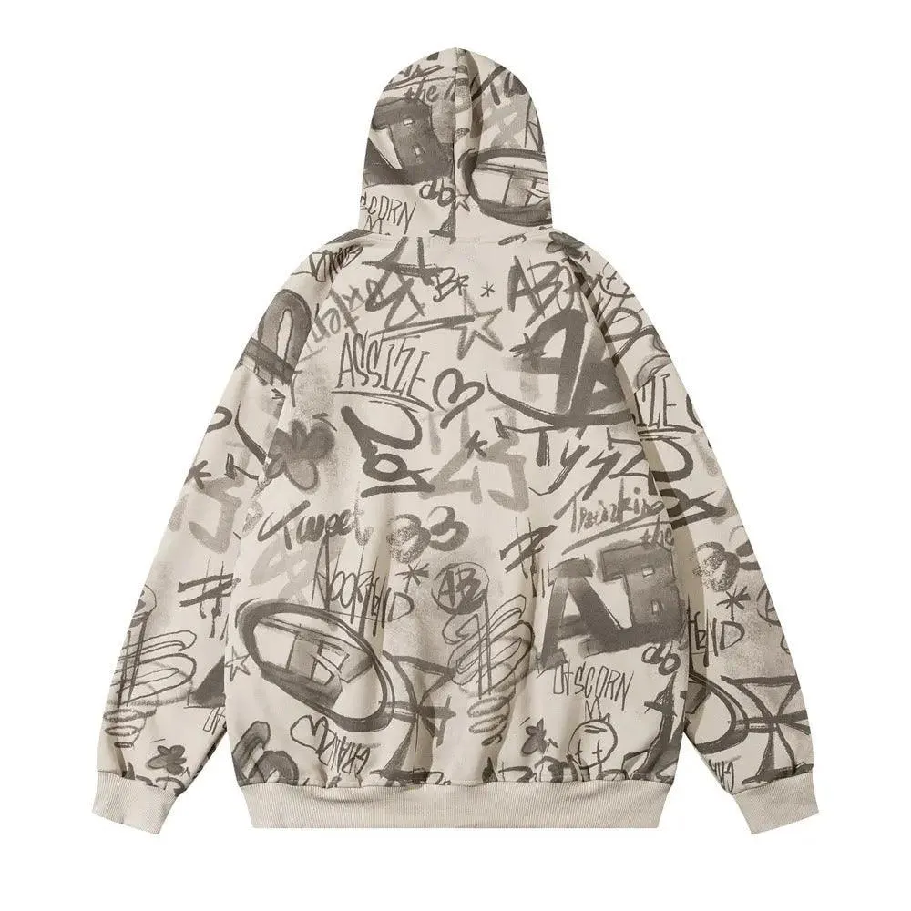 Graffiti Print Hooded Sweatshirt