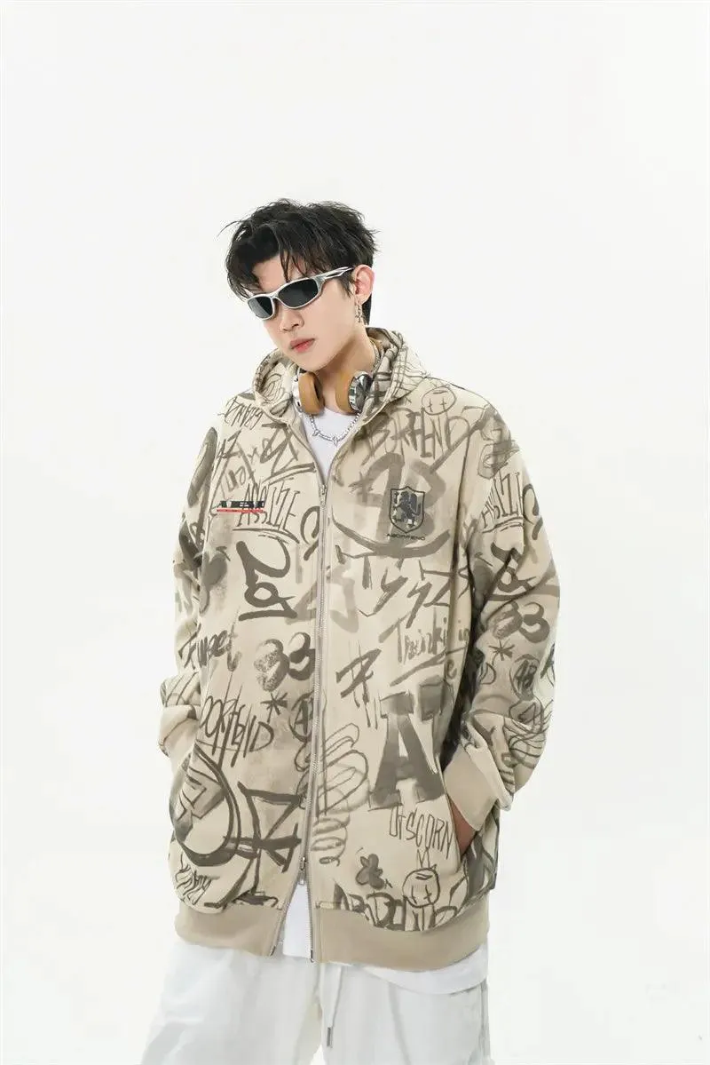 Graffiti Print Hooded Sweatshirt