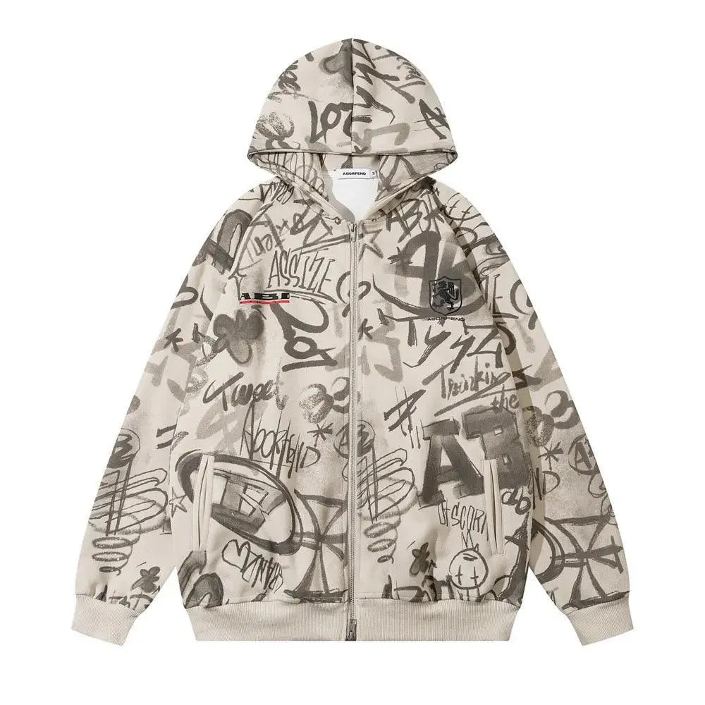Graffiti Print Hooded Sweatshirt