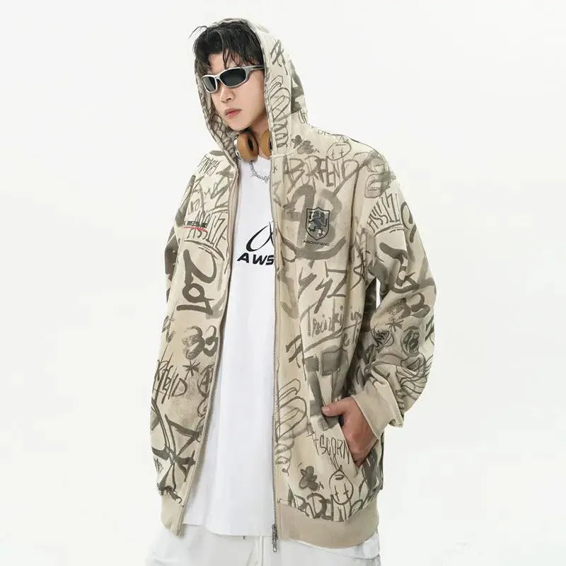 Graffiti Print Hooded Sweatshirt