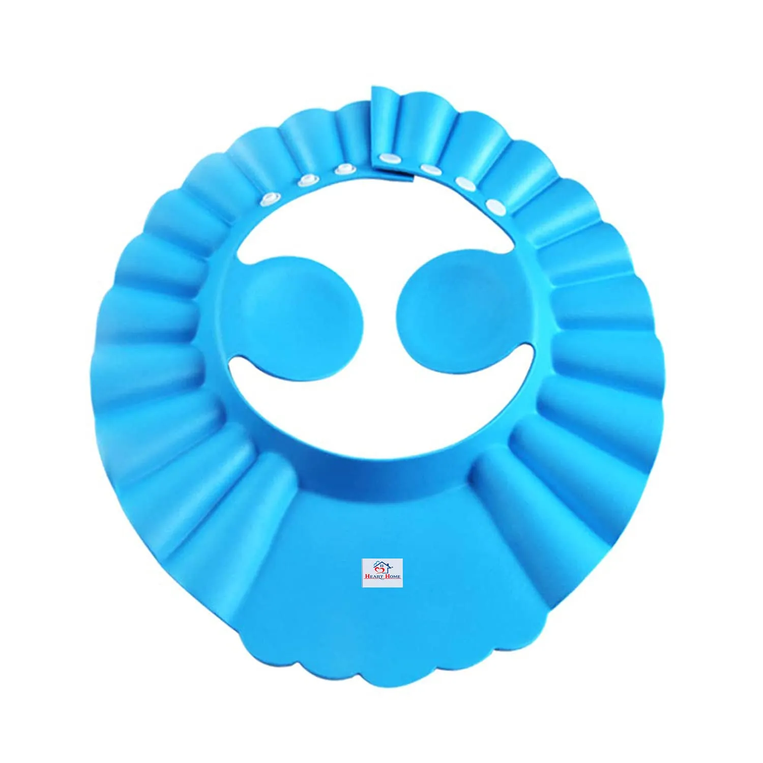 Heart Home Soft Adjustable Visor Hat Safe Shampoo Shower Bathing Protection Bath Cap for Toddler, Baby, Kids, Children (Blue)-HS_38_HEARTH21341, Pack of 1