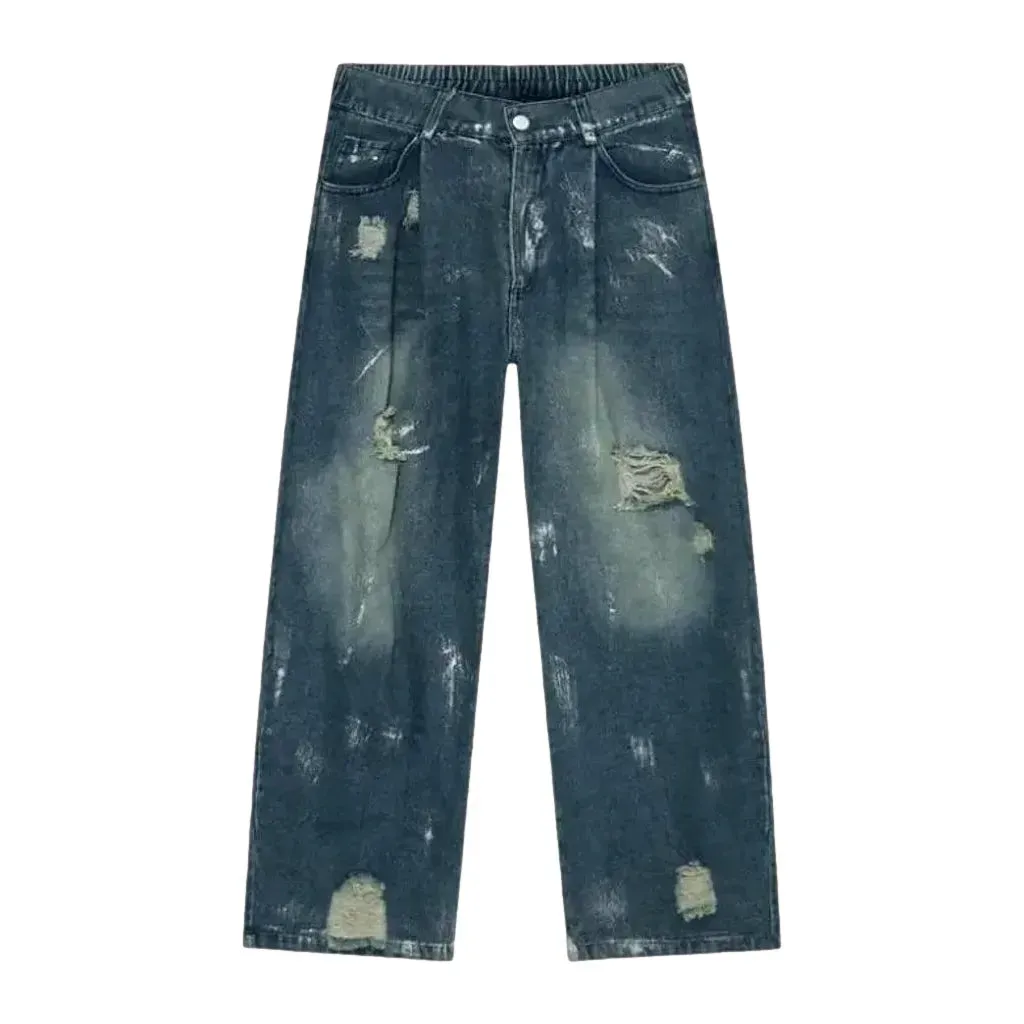 High waist baggy-fit men's jeans