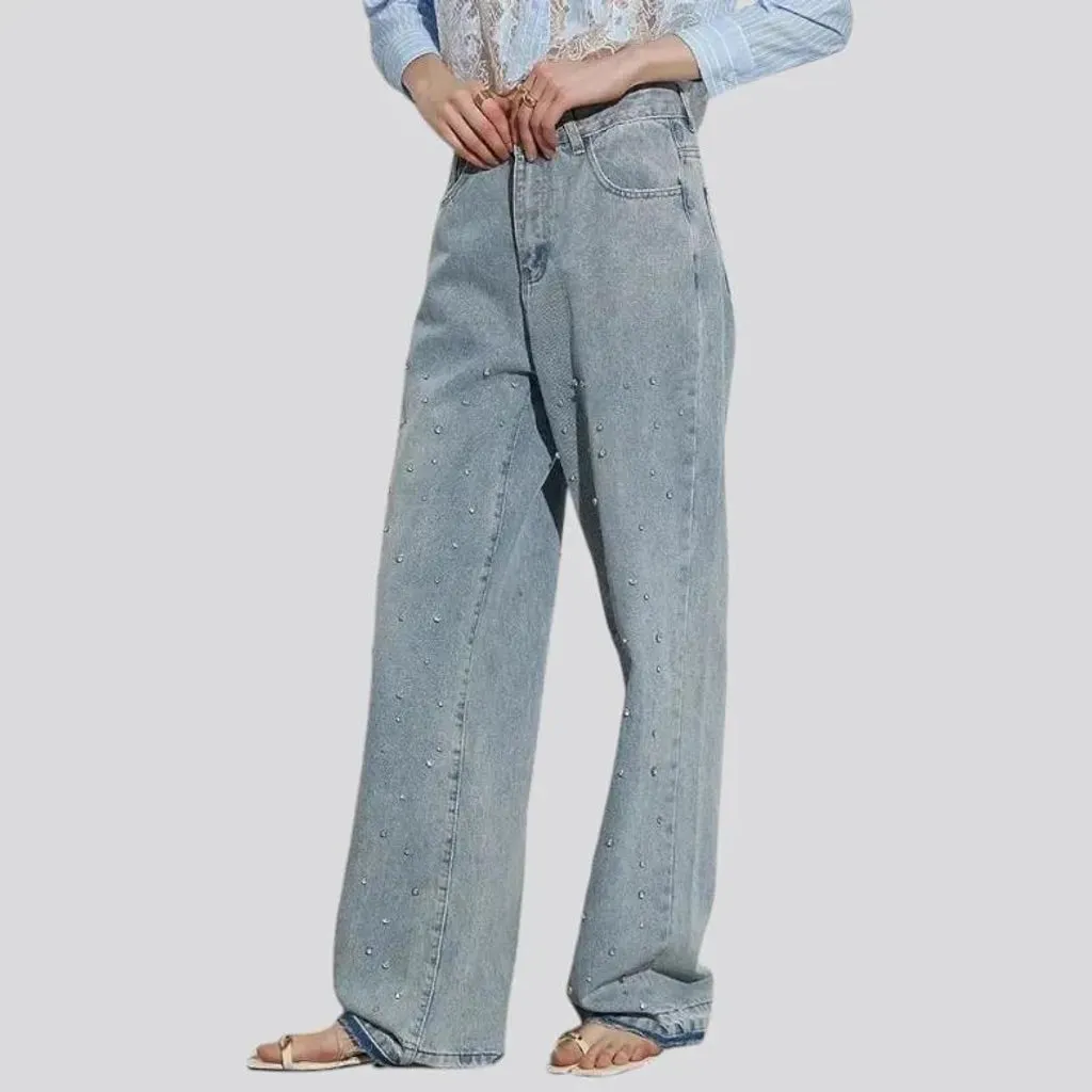High waisted embellished women's jeans