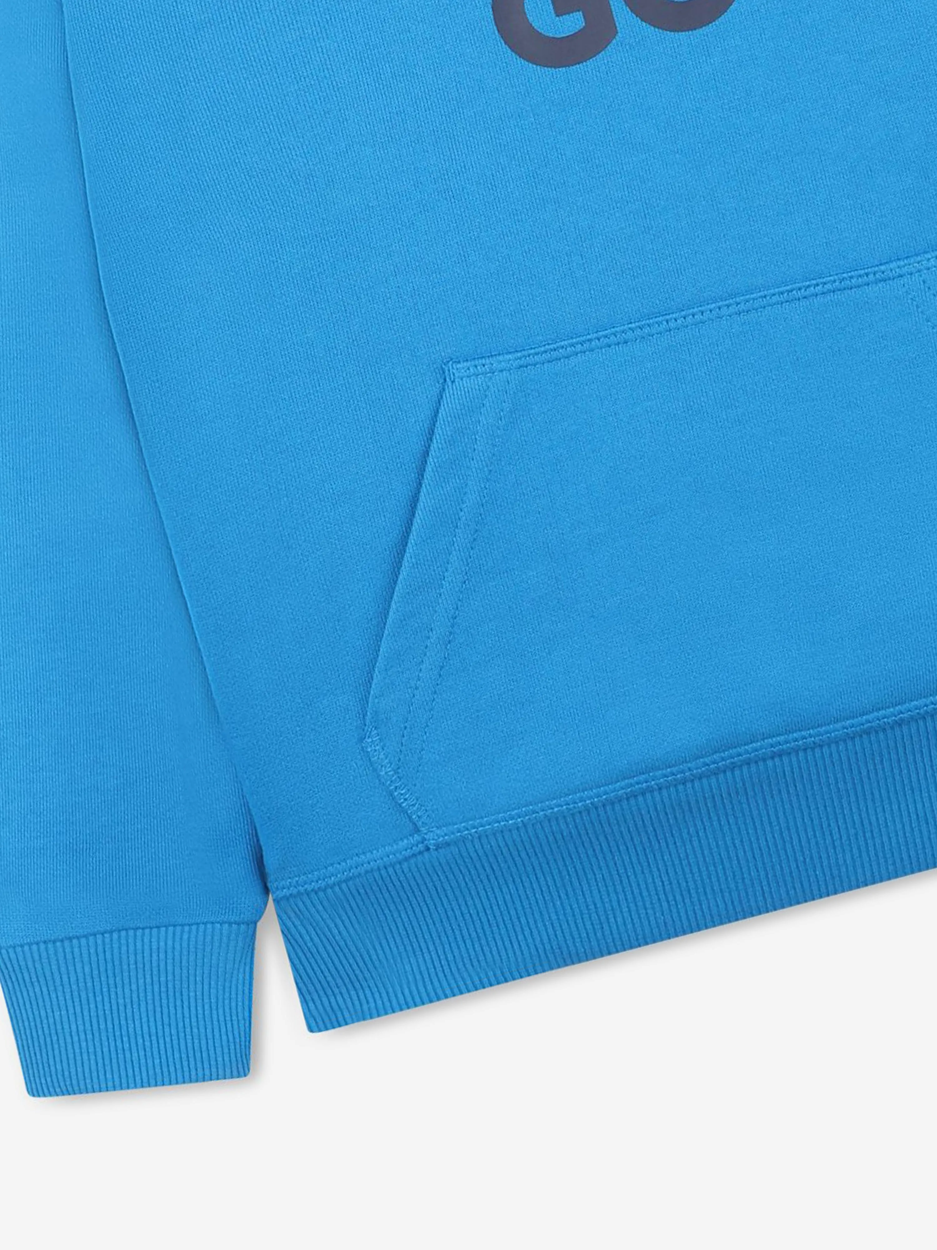 Hugo Boys Logo Print Hoodie in Blue