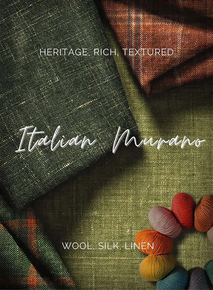 Italian Murano Loni Blue Wool Linen Silk Pants