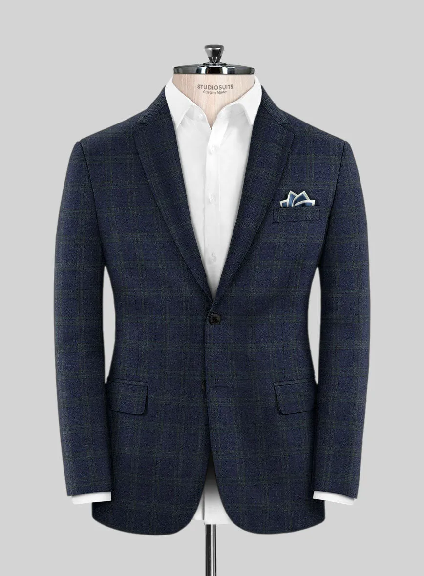 Italian Murano Loni Blue Wool Linen Silk Suit