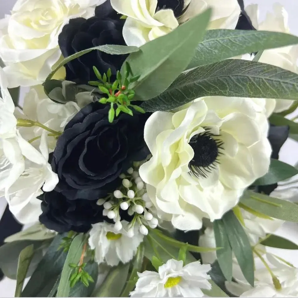 Ivory and Black Artificial Wedding Bridal Bouquet