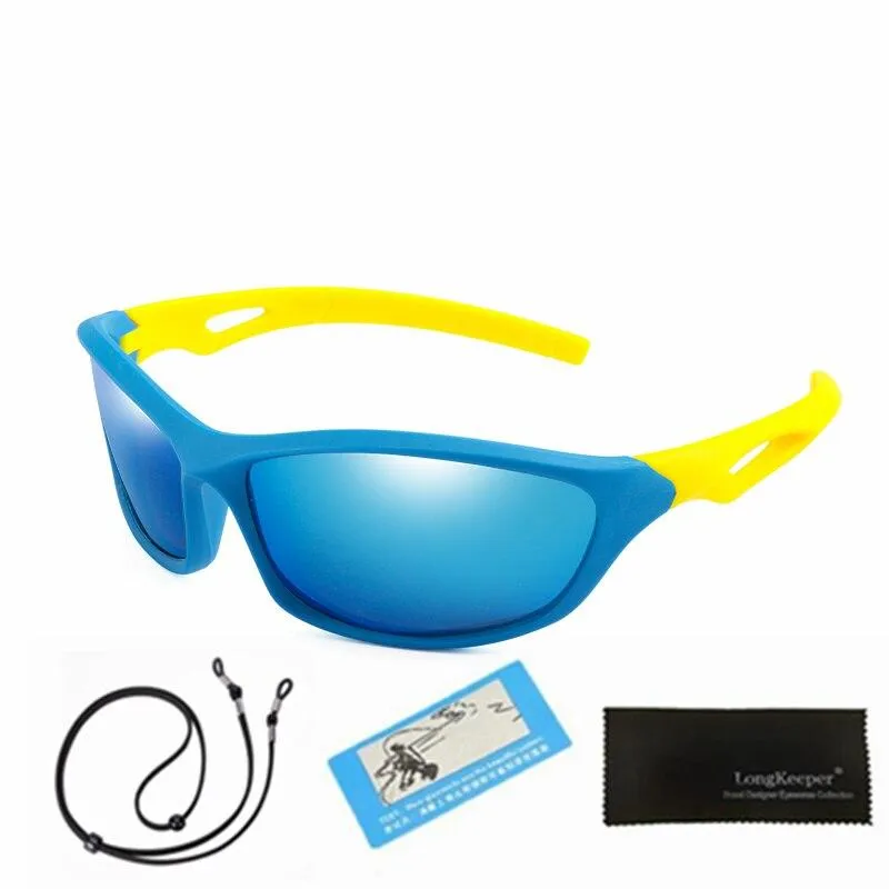 Kids Unisex Polarised Flexible Mirror Sunglasses With Rope