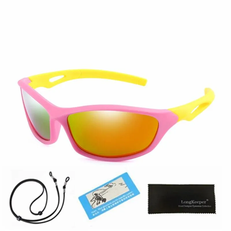 Kids Unisex Polarised Flexible Mirror Sunglasses With Rope