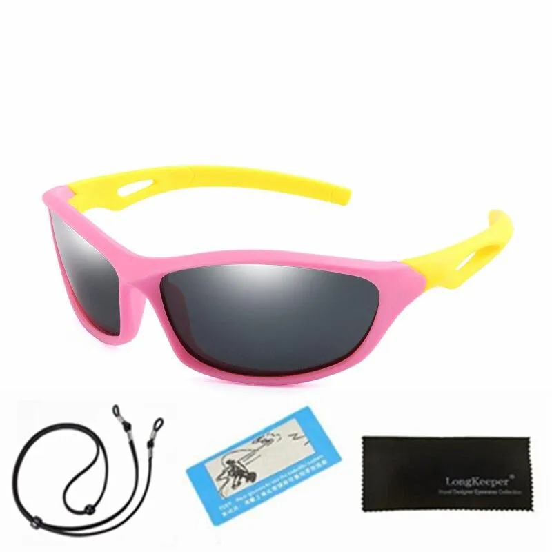 Kids Unisex Polarised Flexible Mirror Sunglasses With Rope