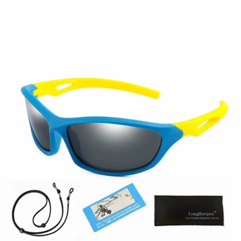 Kids Unisex Polarised Flexible Mirror Sunglasses With Rope