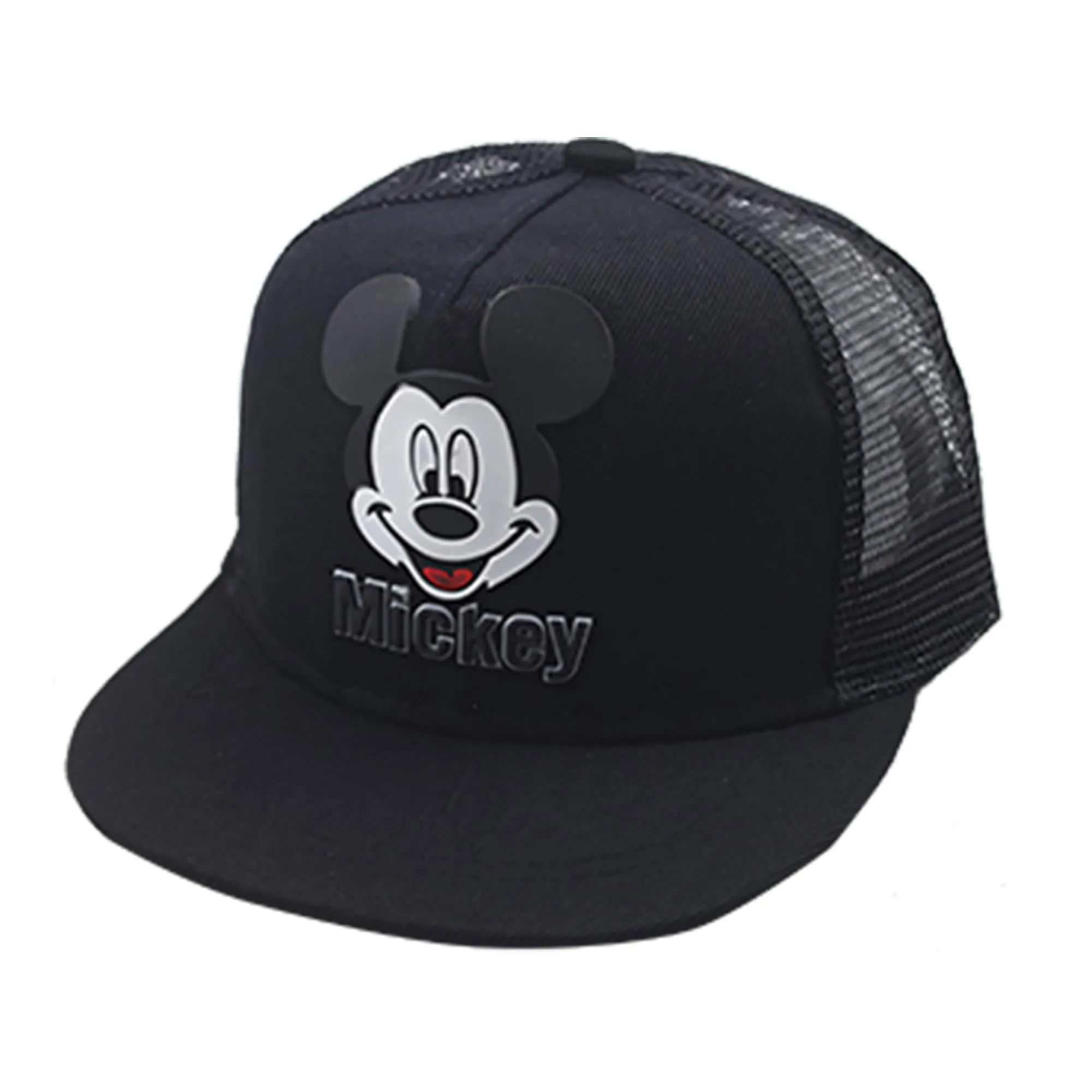 Kuber Industries Pack of 4 Mickey Mouse Cap | Adjustable Cap for Boys and Girls | Cartoon Character Printed Little Cap for Kids | Cap for 7-12 Year Old Baby Girls and Boys | QI0092-C | Black
