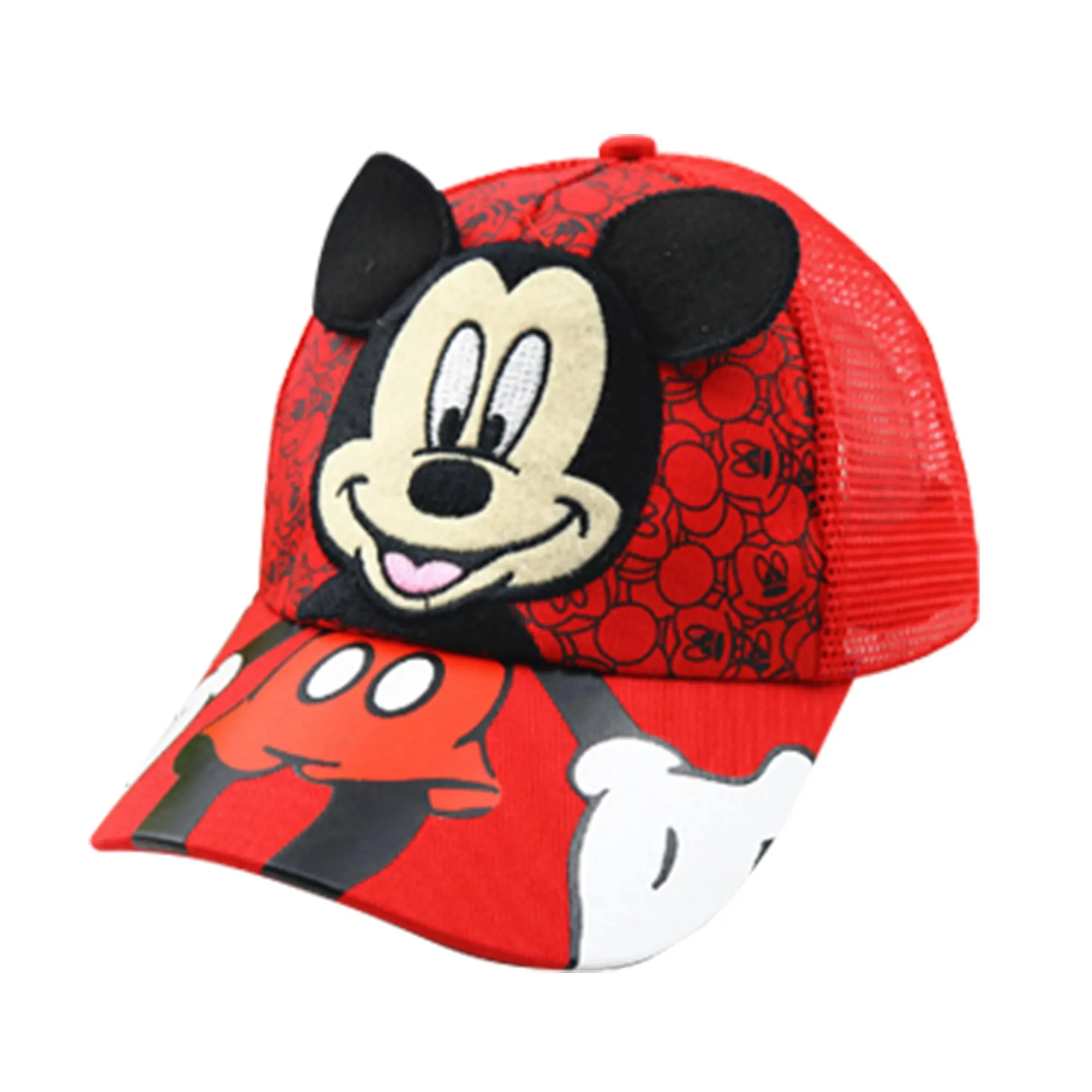 Kuber Industries Pack of 6 Mickey Mouse Cap | Adjustable Cap for Boys and Girls | Cartoon Character Printed Little Cap for Kids | Cap for 7-12 Year Old Baby Girls and Boys |QI0102-A | Red