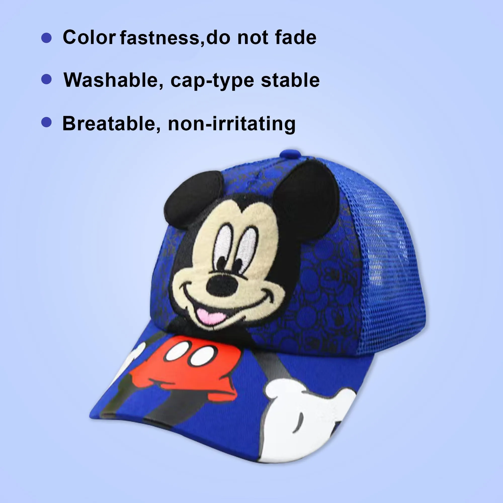 Kuber Industries Pack of 6 Mickey Mouse Cap | Adjustable Cap for Boys and Girls | Cartoon Character Printed Little Cap for Kids | Cap for 7-12 Year Old Baby Girls and Boys | QI0102-B | Blue