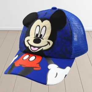 Kuber Industries Pack of 6 Mickey Mouse Cap | Adjustable Cap for Boys and Girls | Cartoon Character Printed Little Cap for Kids | Cap for 7-12 Year Old Baby Girls and Boys | QI0102-B | Blue