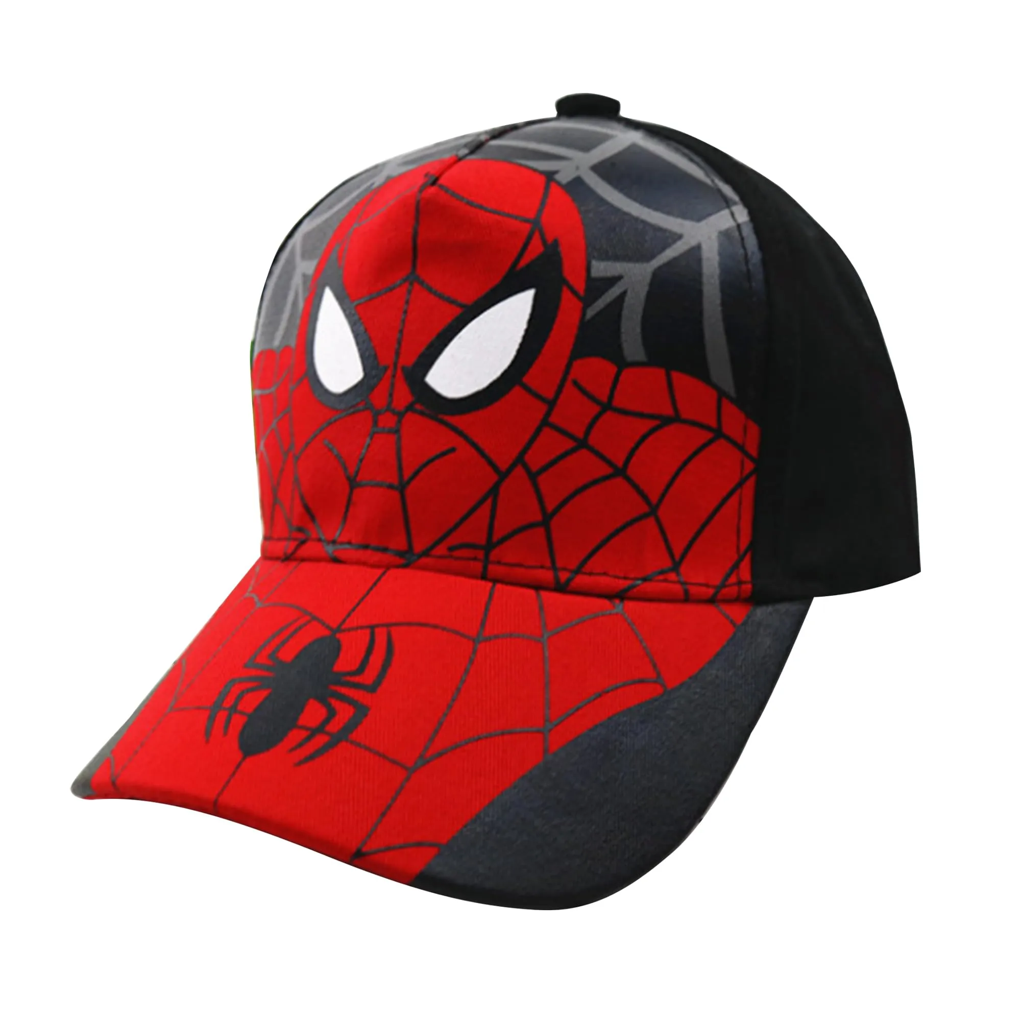 Kuber Industries Pack of 6 Spiderman Cap | Adjustable Cap for Boys and Girls | Cartoon Character Printed Little Cap for Kids | Cap for 7-12 Year Old Baby Girls and Boys | T8103-B | Black & Red