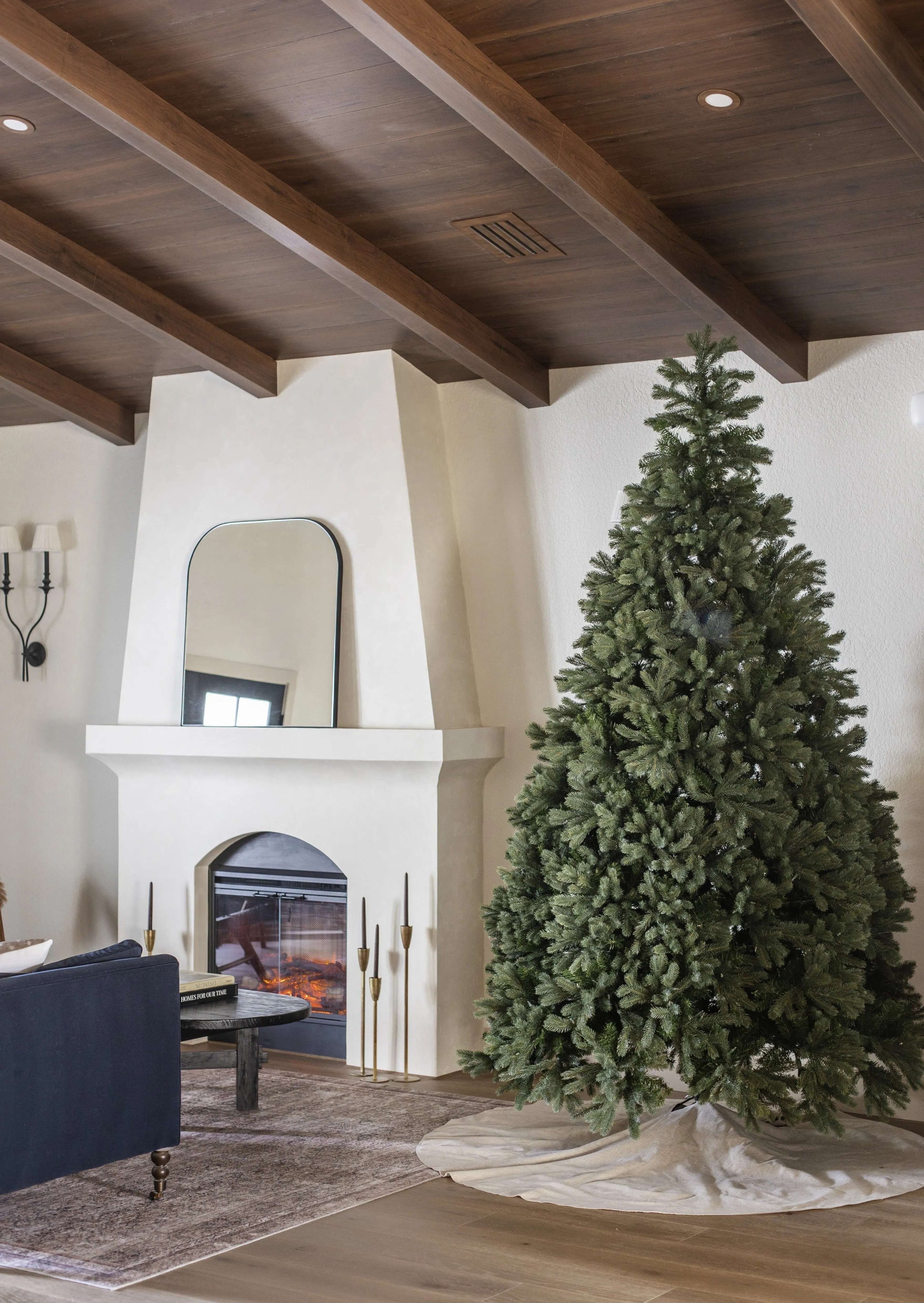 Large Round Linen Blend Christmas Tree Skirt - 72"