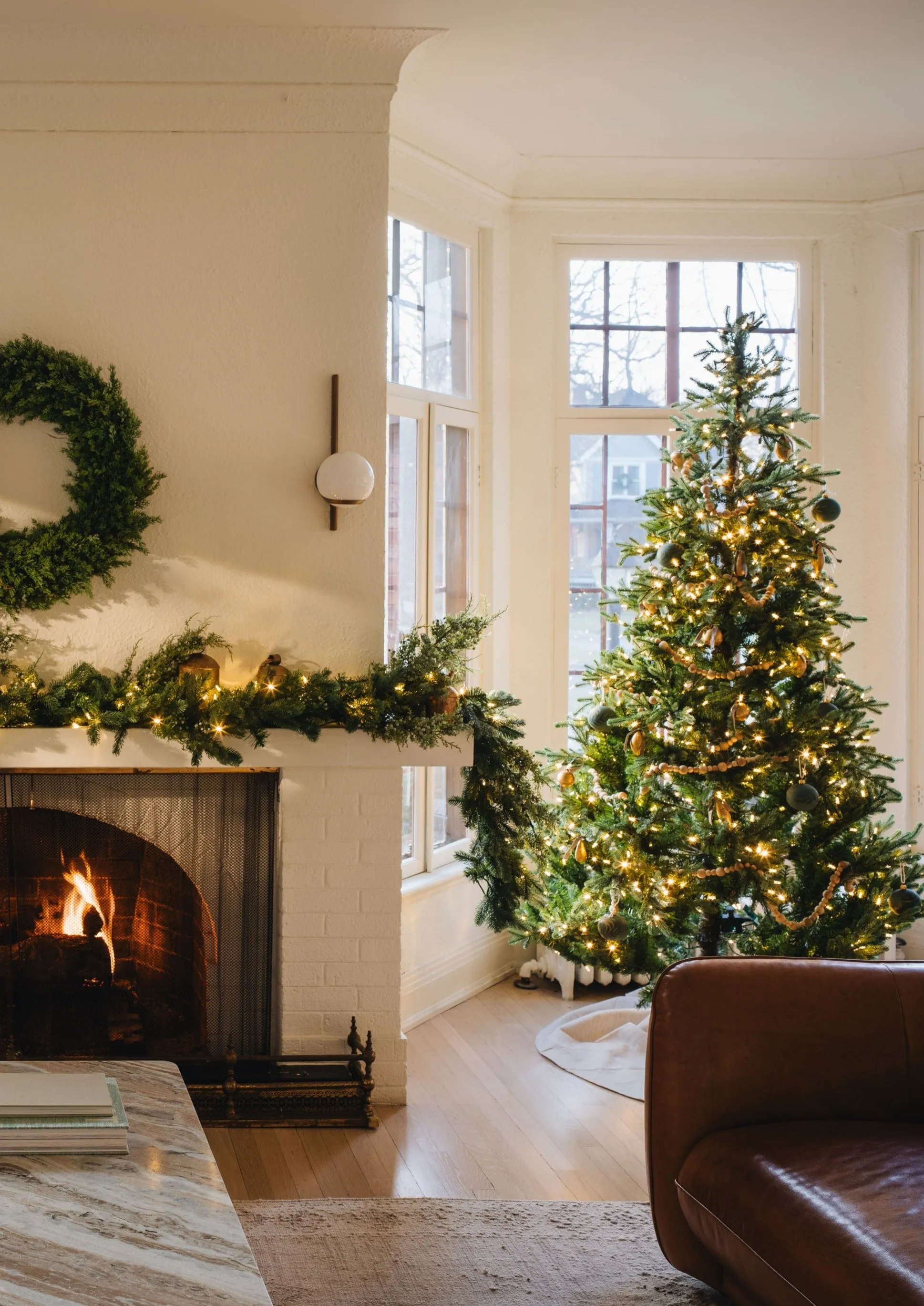 Large Round Linen Blend Christmas Tree Skirt - 72"