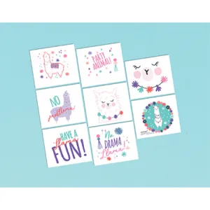 Llama Fun Tattoo Favors 8pk