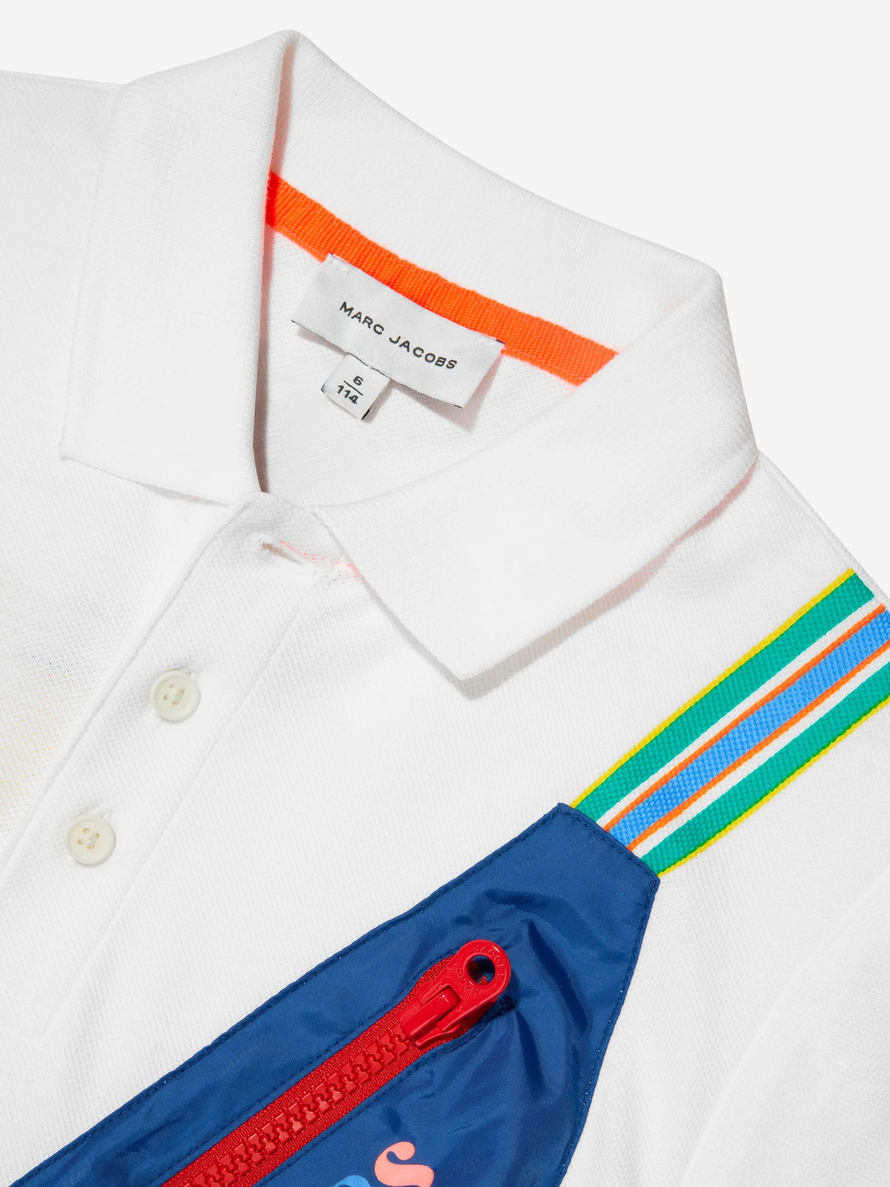 MARC JACOBS Boys Bag Pocket Polo Shirt in White
