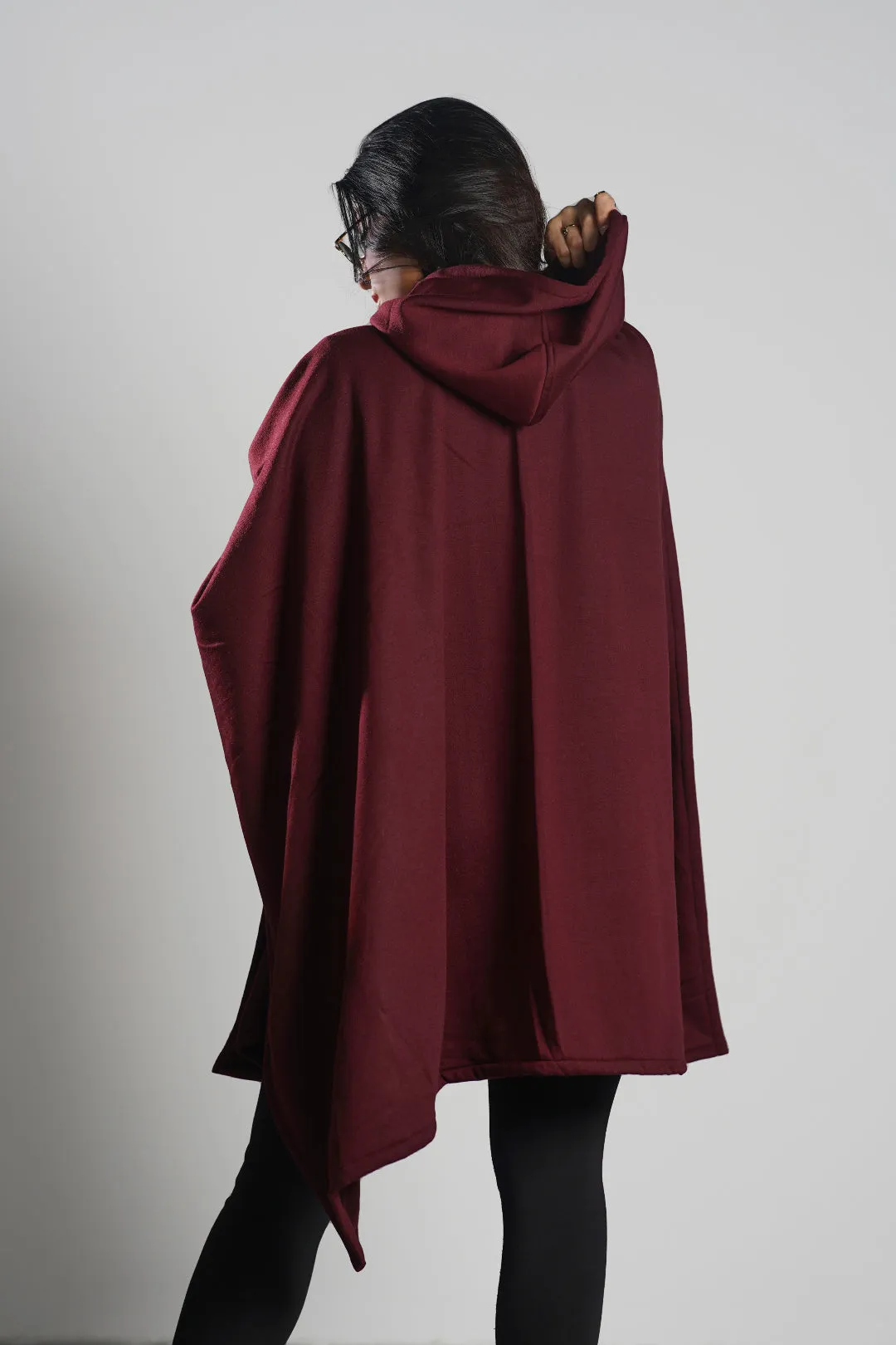 Maroon Poncho Hoodie