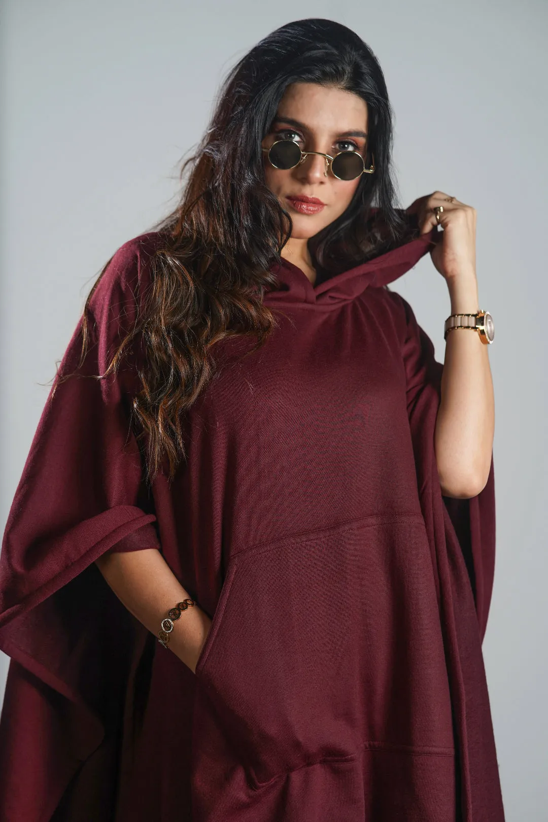 Maroon Poncho Hoodie