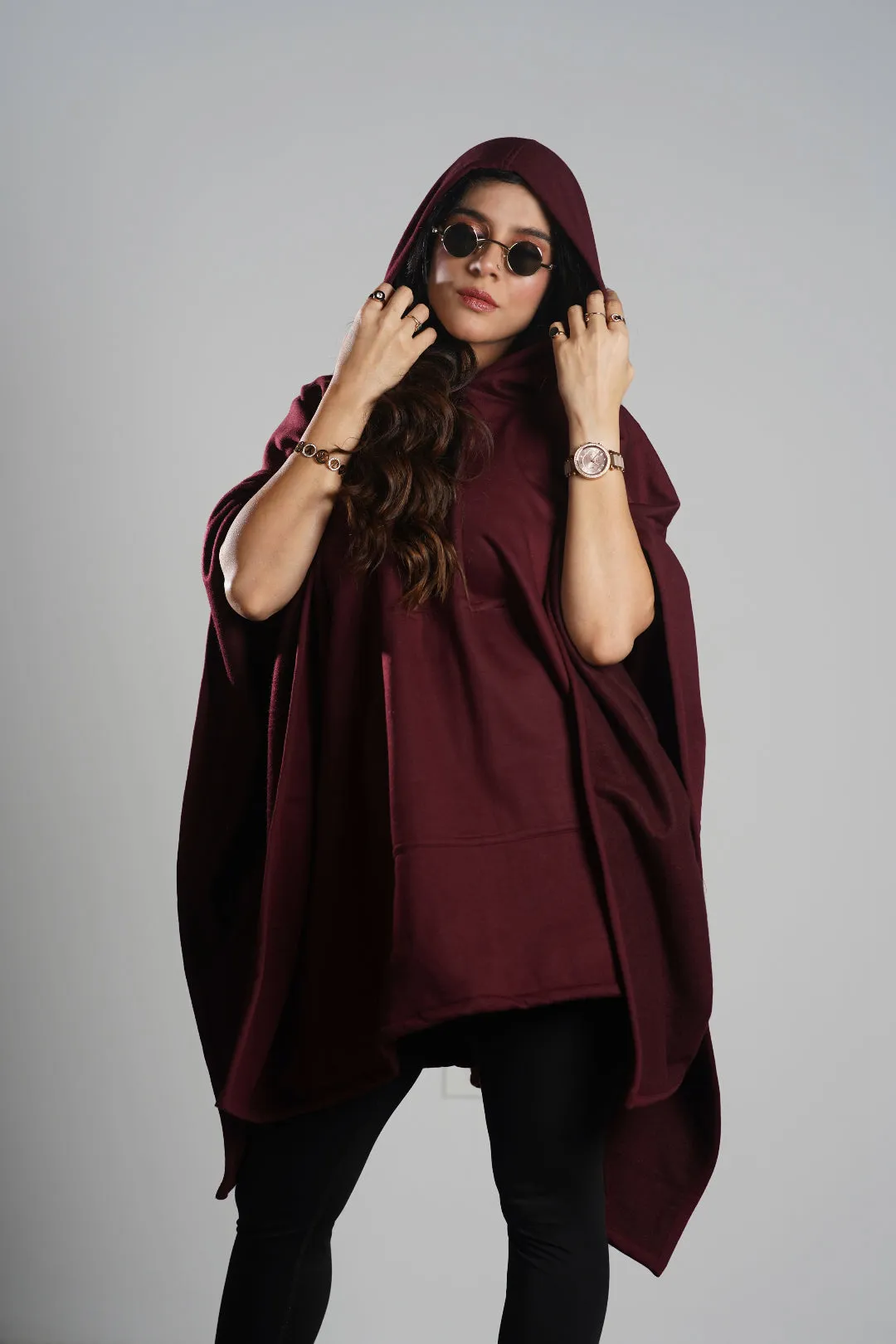 Maroon Poncho Hoodie