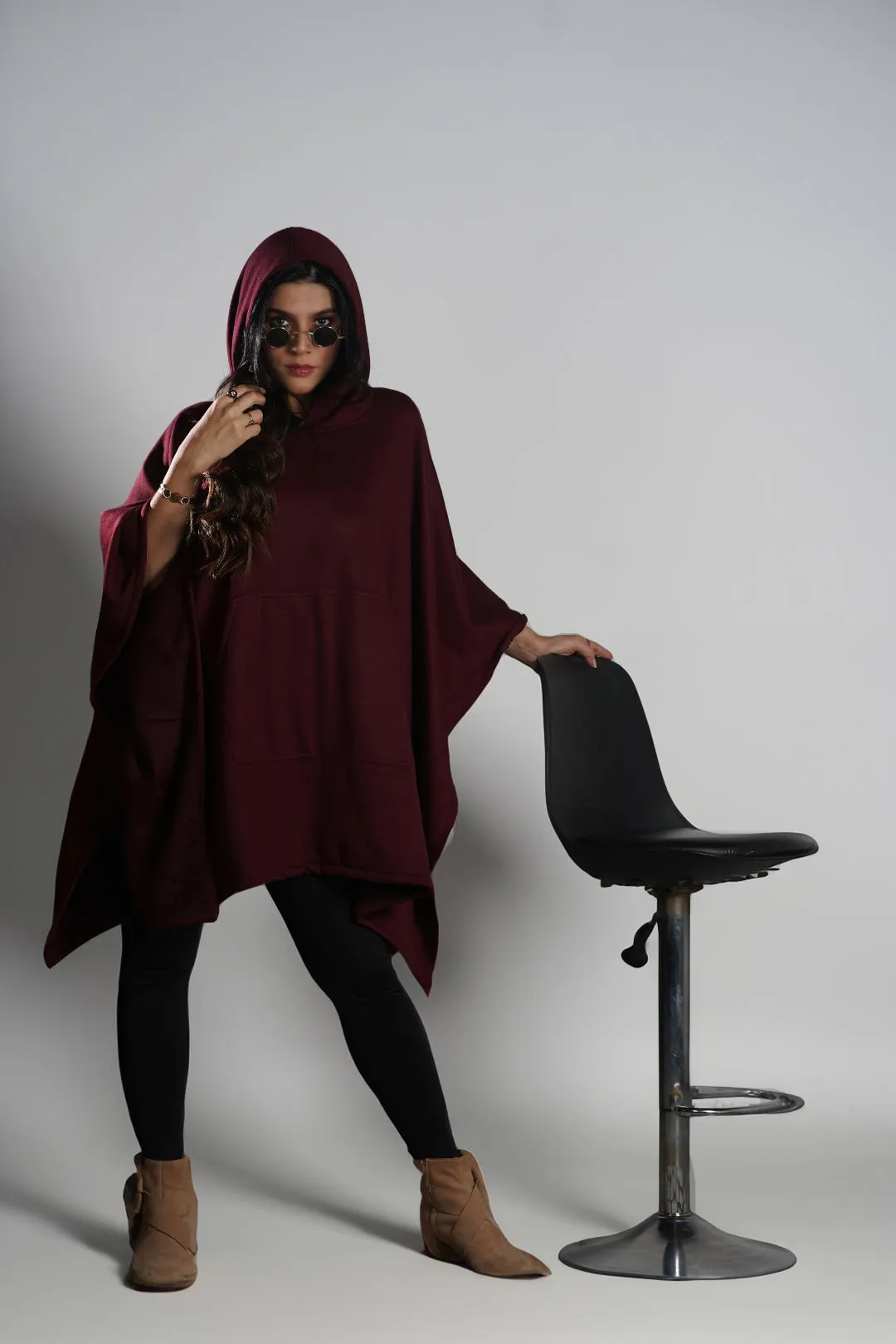 Maroon Poncho Hoodie