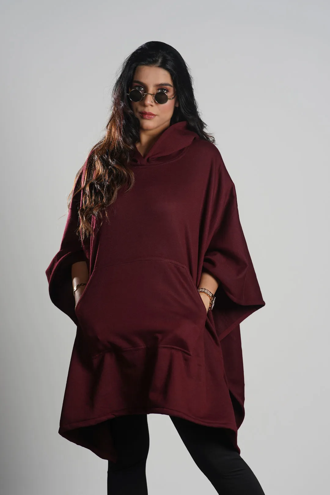Maroon Poncho Hoodie
