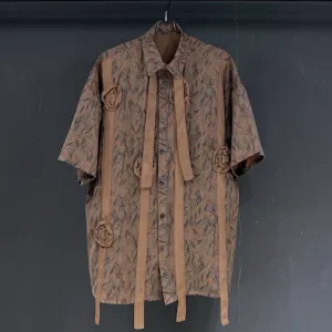 Men's Trendy Brown Button-Up Dress Shirt
