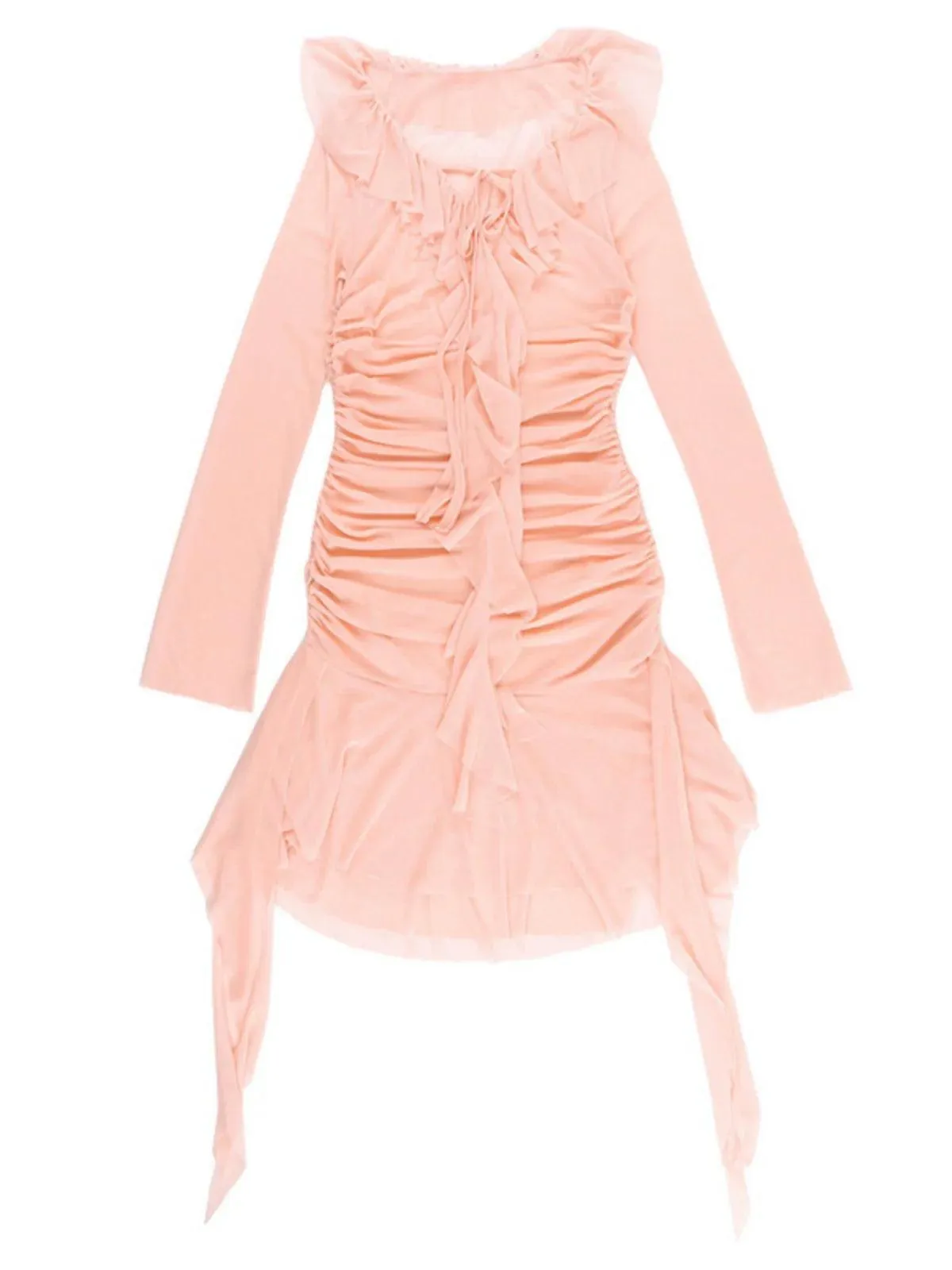 Mesh See-through Dress: Elegant Ruffle Skirt for Women