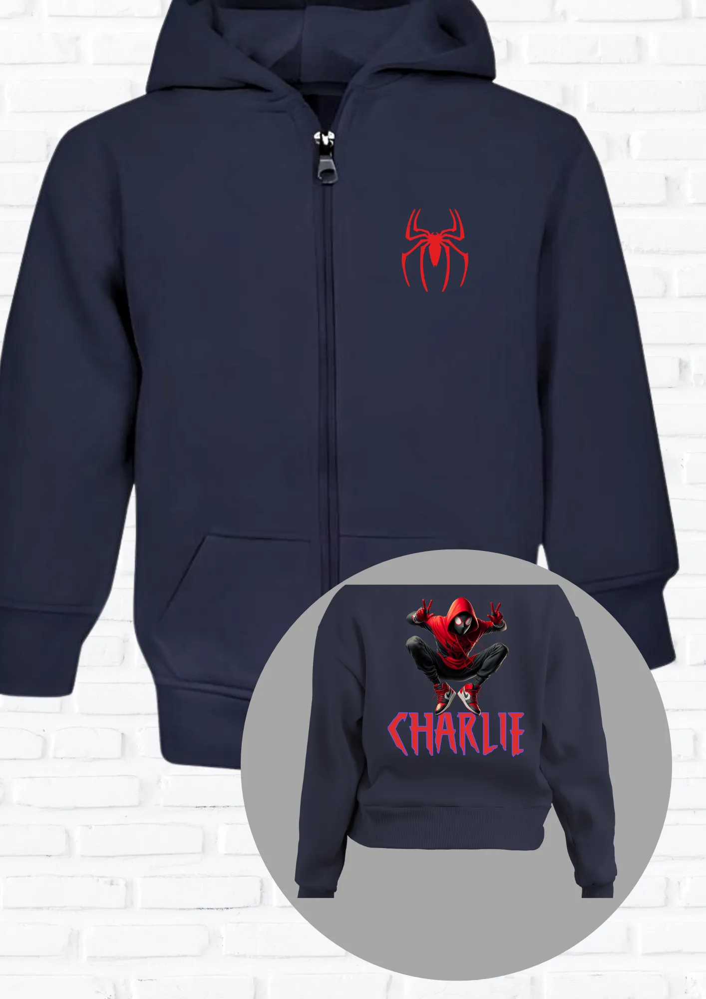 Miles Morales' Zip Hoodie for girls with Personalisation, Custom Hoodie for Girls
