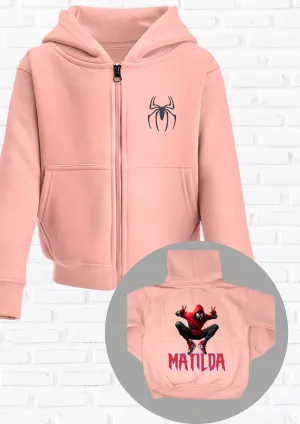 Miles Morales' Zip Hoodie for girls with Personalisation, Custom Hoodie for Girls