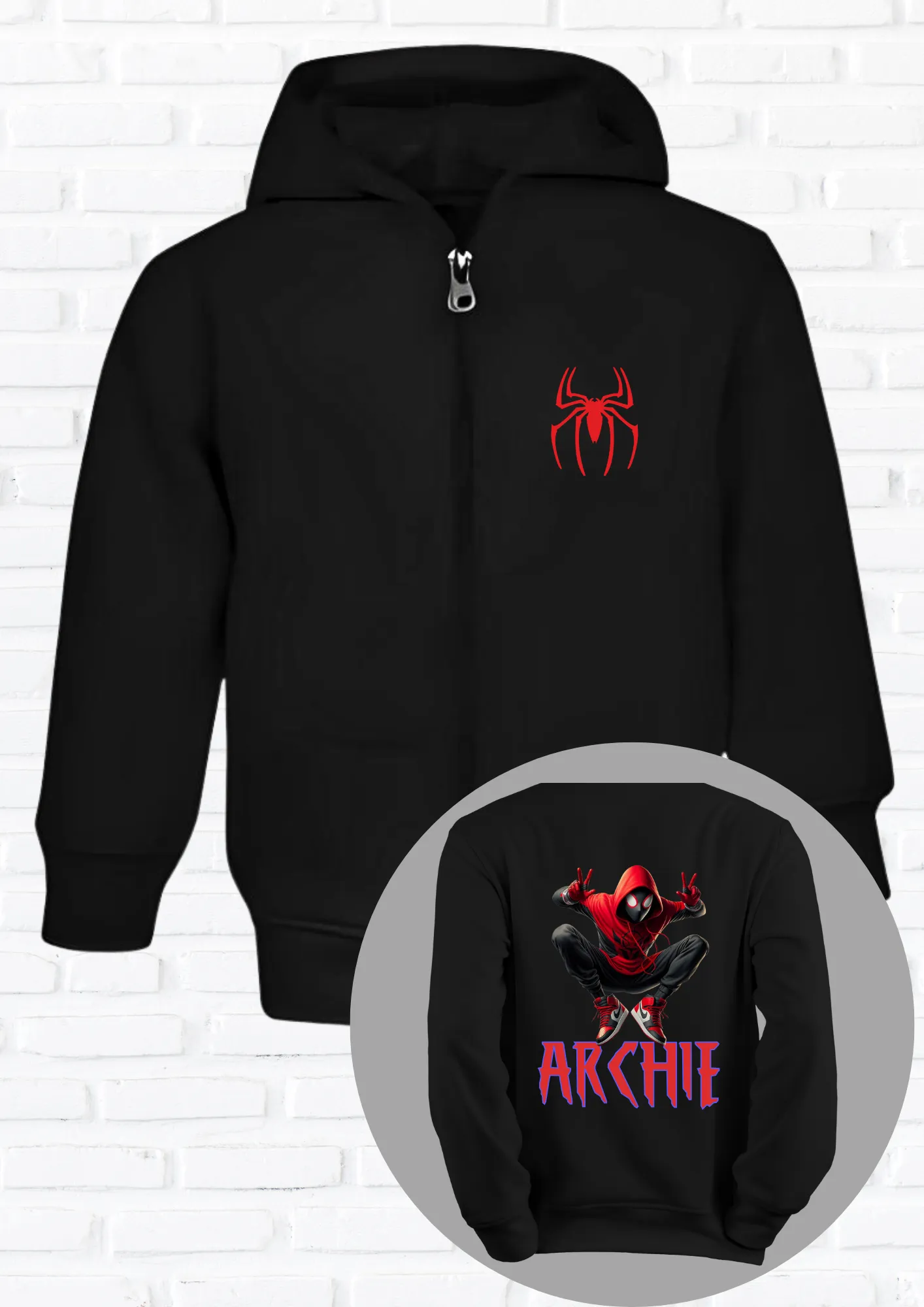 Miles Morales' Zip Hoodie for girls with Personalisation, Custom Hoodie for Girls