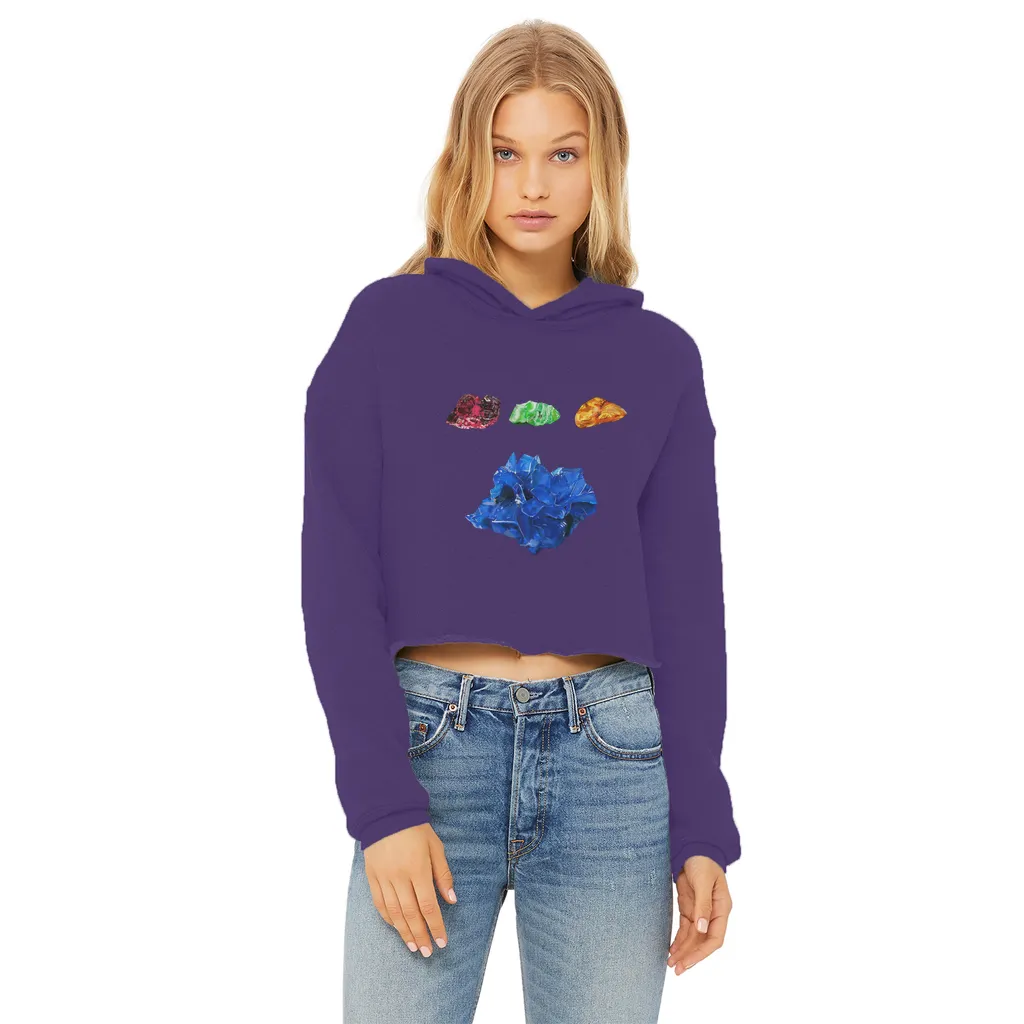 Minerals Ladies Cropped Raw Edge Hoodie