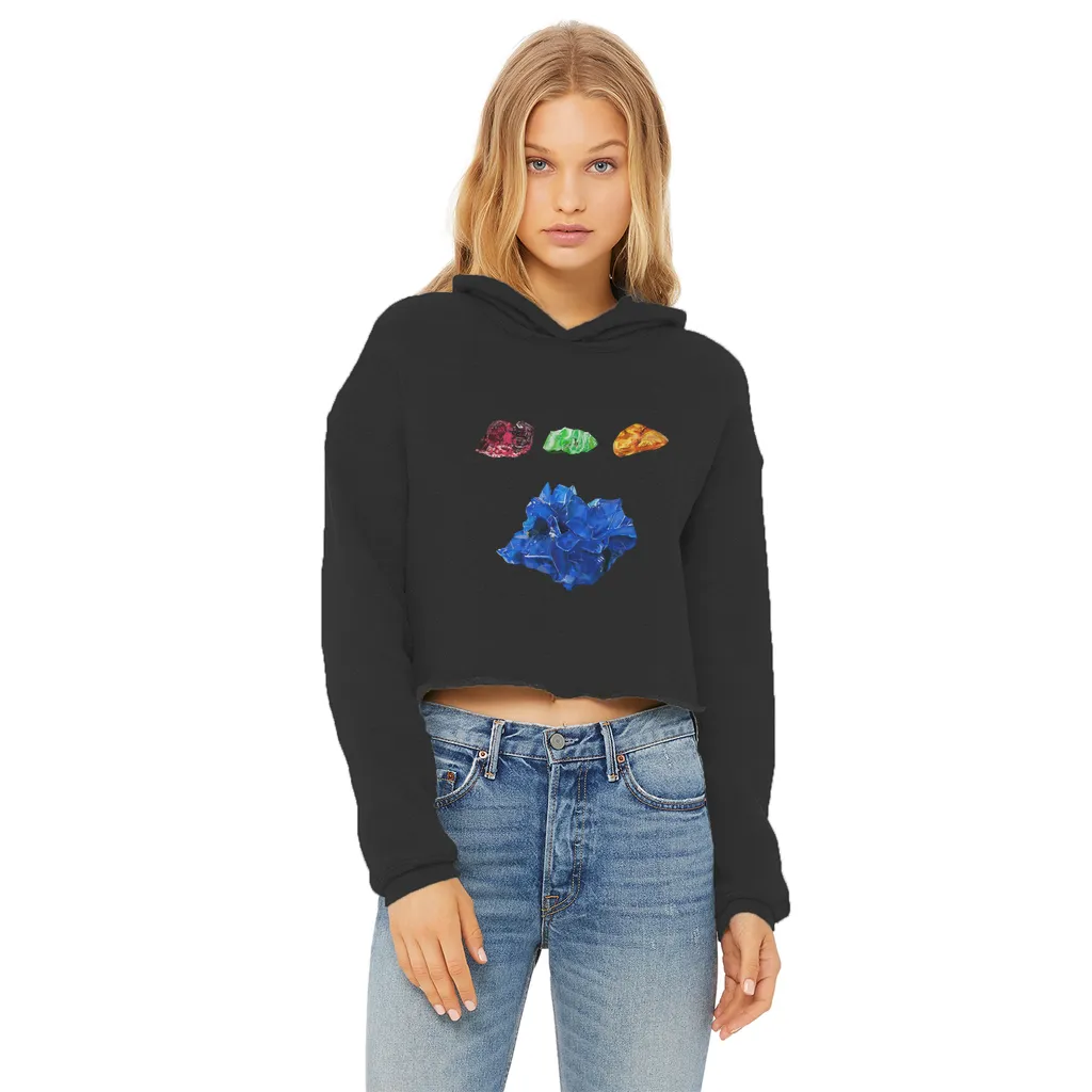 Minerals Ladies Cropped Raw Edge Hoodie