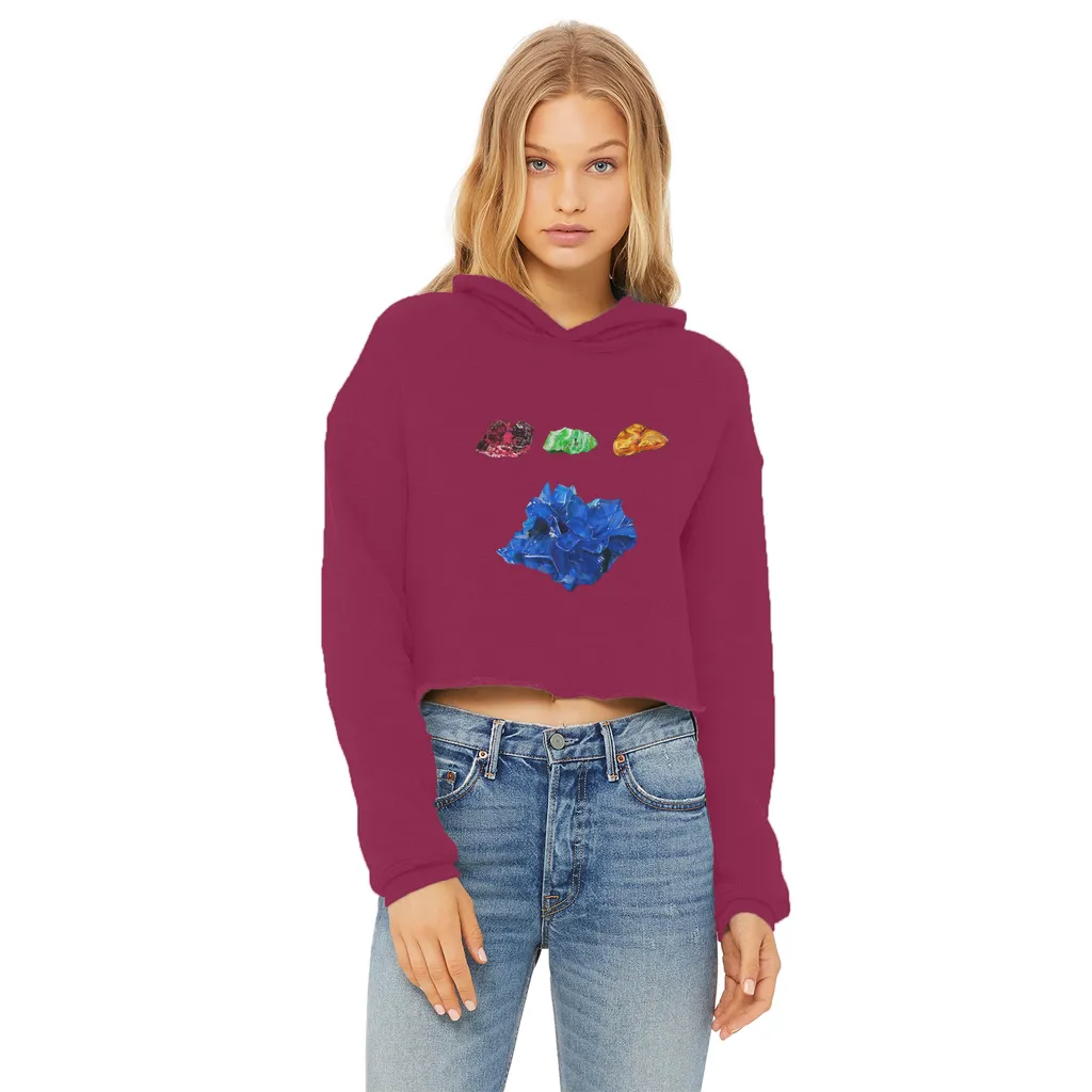 Minerals Ladies Cropped Raw Edge Hoodie