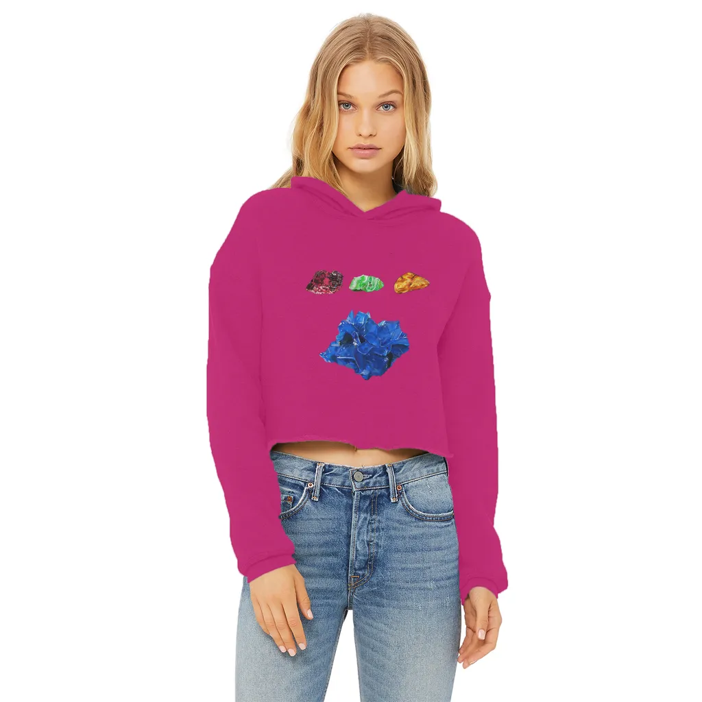 Minerals Ladies Cropped Raw Edge Hoodie