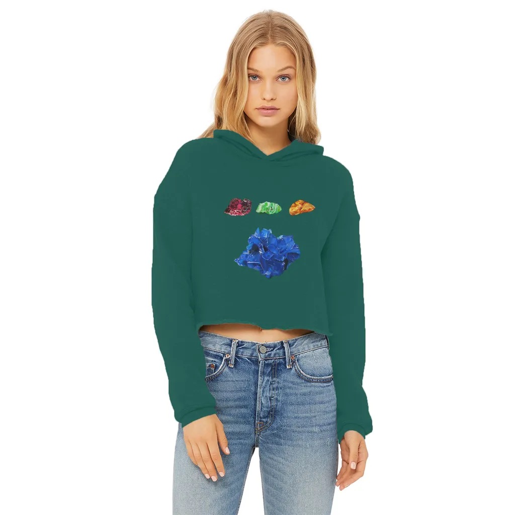 Minerals Ladies Cropped Raw Edge Hoodie