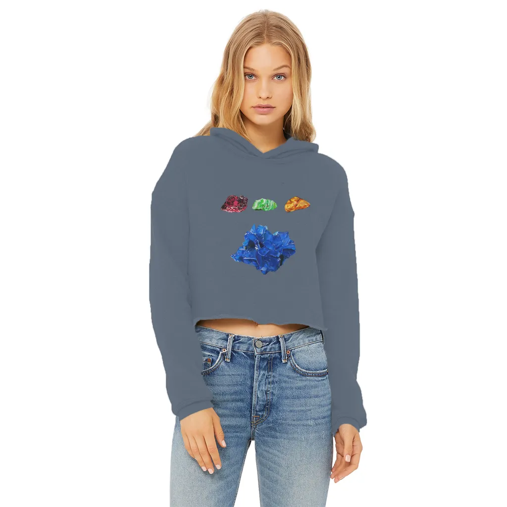 Minerals Ladies Cropped Raw Edge Hoodie