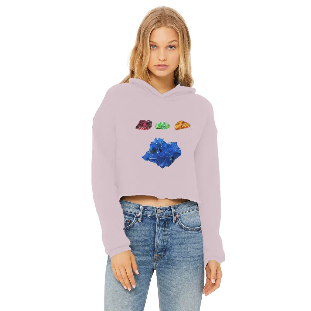 Minerals Ladies Cropped Raw Edge Hoodie