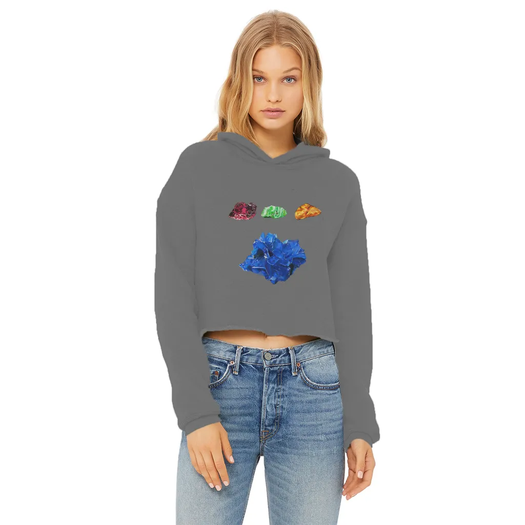Minerals Ladies Cropped Raw Edge Hoodie