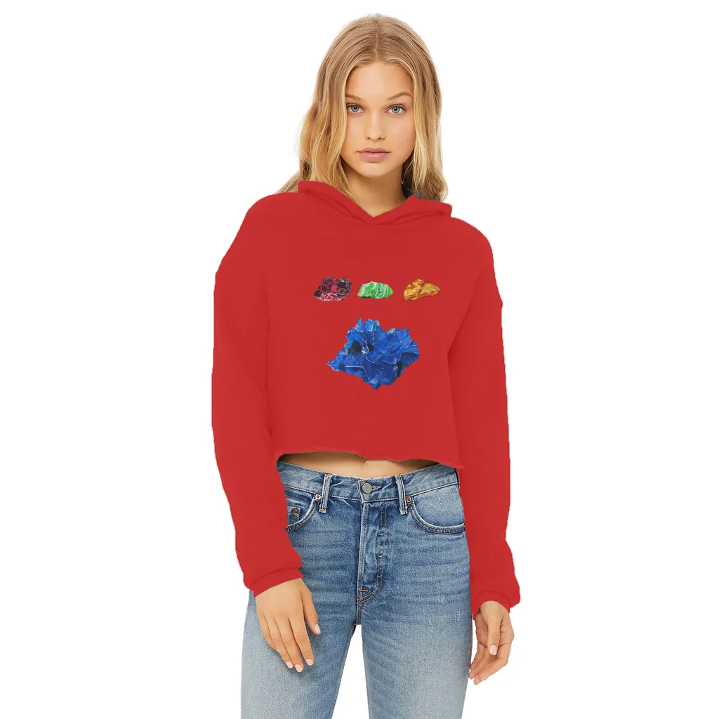 Minerals Ladies Cropped Raw Edge Hoodie