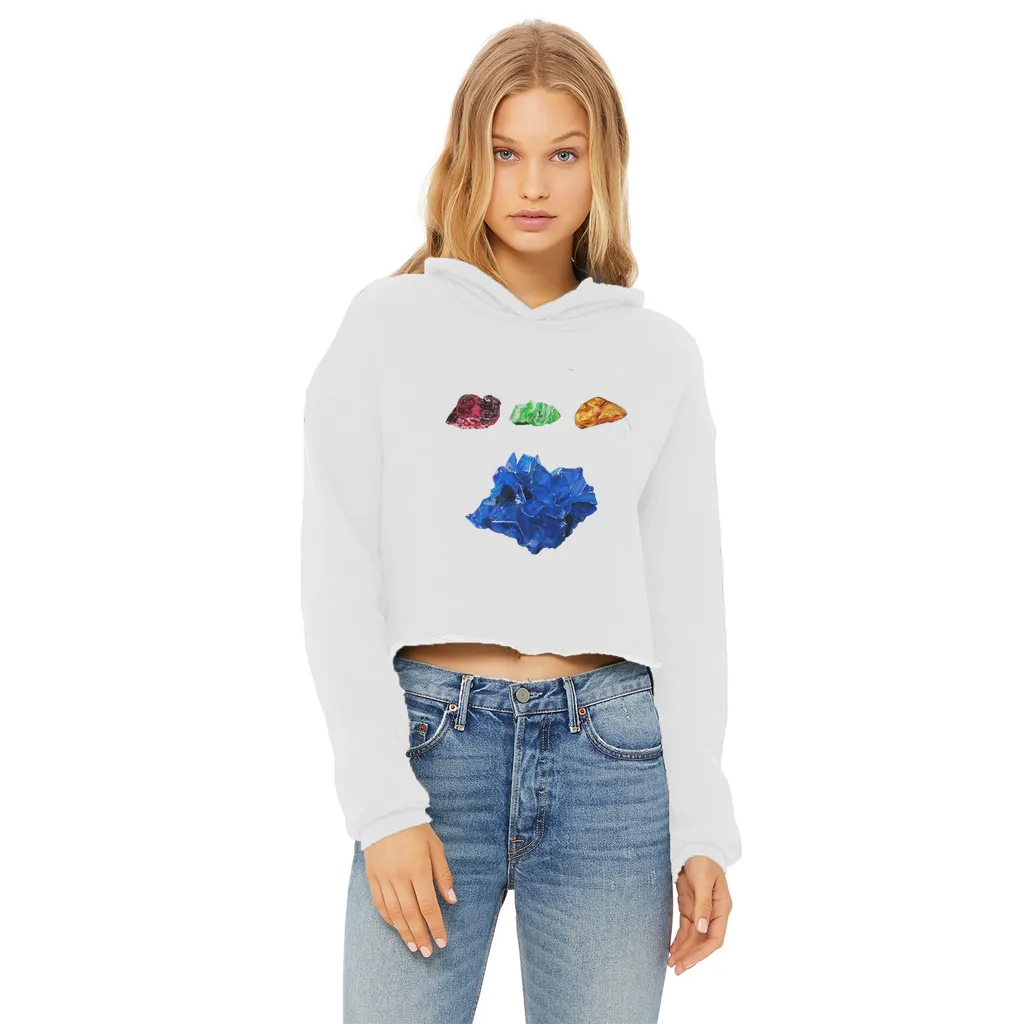 Minerals Ladies Cropped Raw Edge Hoodie